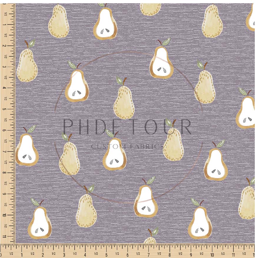 PREORDER - Golden Pears on Handwoven Texture Grey Violet - 0652 - Choose Your Base