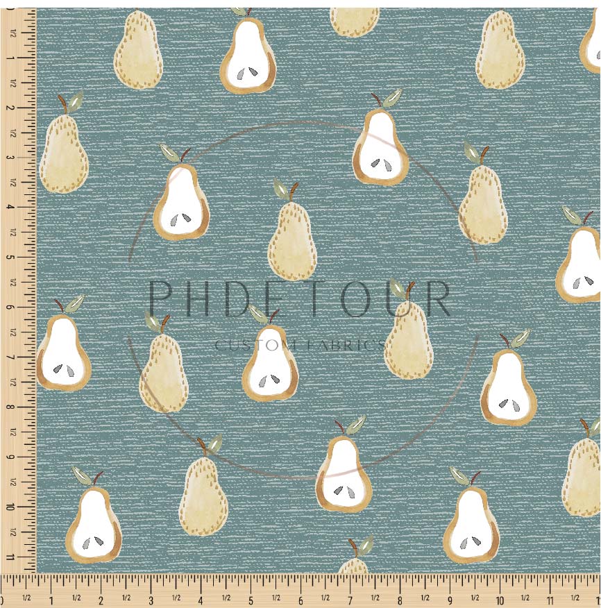 PREORDER - Golden Pears on Handwoven Texture Ocean - 0659 - Choose Your Base