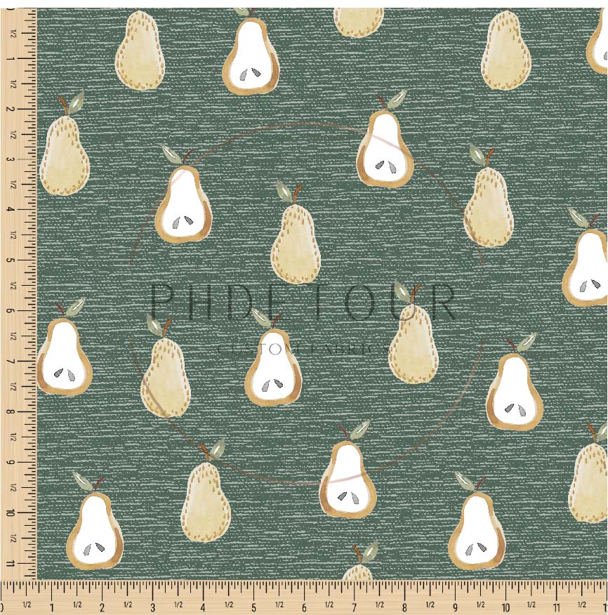 PREORDER - Golden Pears on Handwoven Texture Spruce - 0663 - Choose Your Base