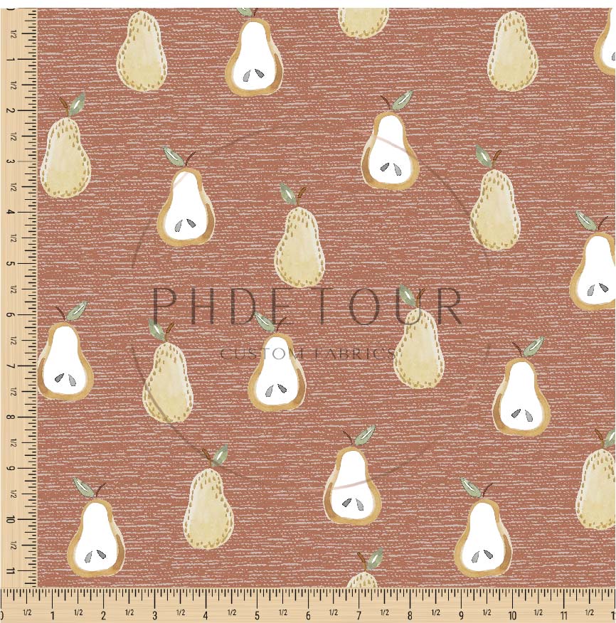 PREORDER - Golden Pears on Handwoven Texture Terra Cotta - 0667 - Choose Your Base