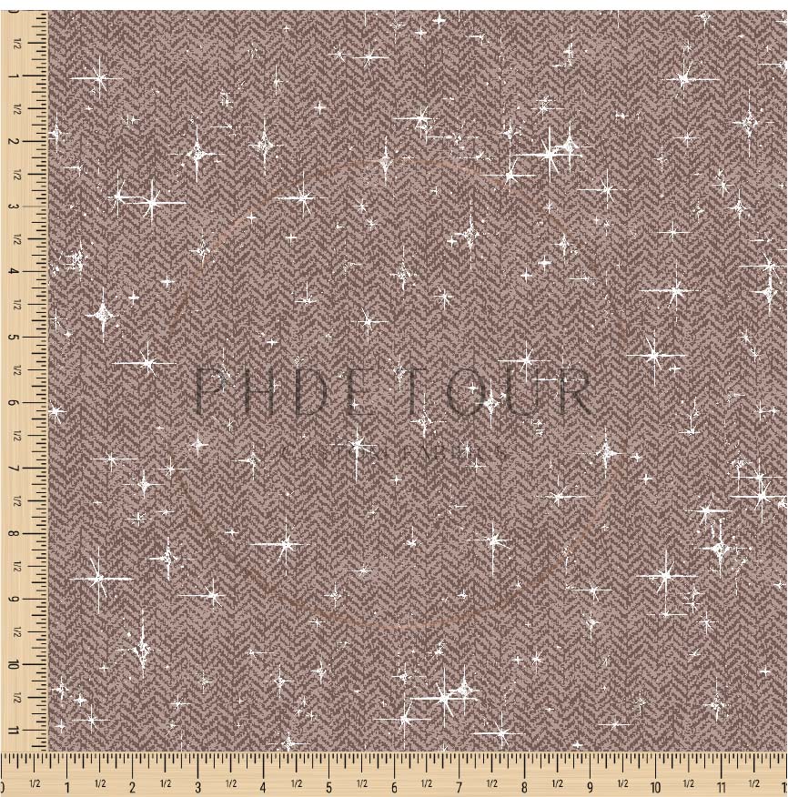 PREORDER - Grunge Stars on Herringbone Texture Taupe - 0754 - Choose Your Base