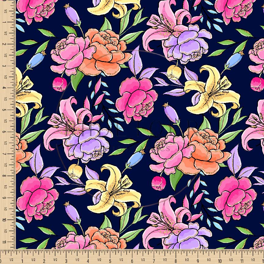 PREORDER - Lucia Floral on Navy - 1038 - Choose Your Base