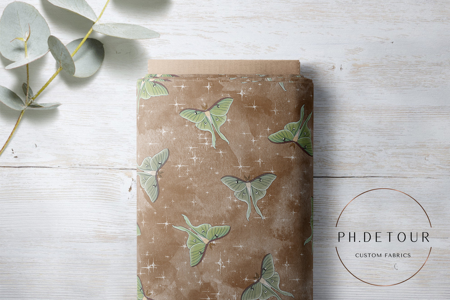 PREORDER - Luna Moths on Watercolor Caramel - 1119 - Choose Your Base