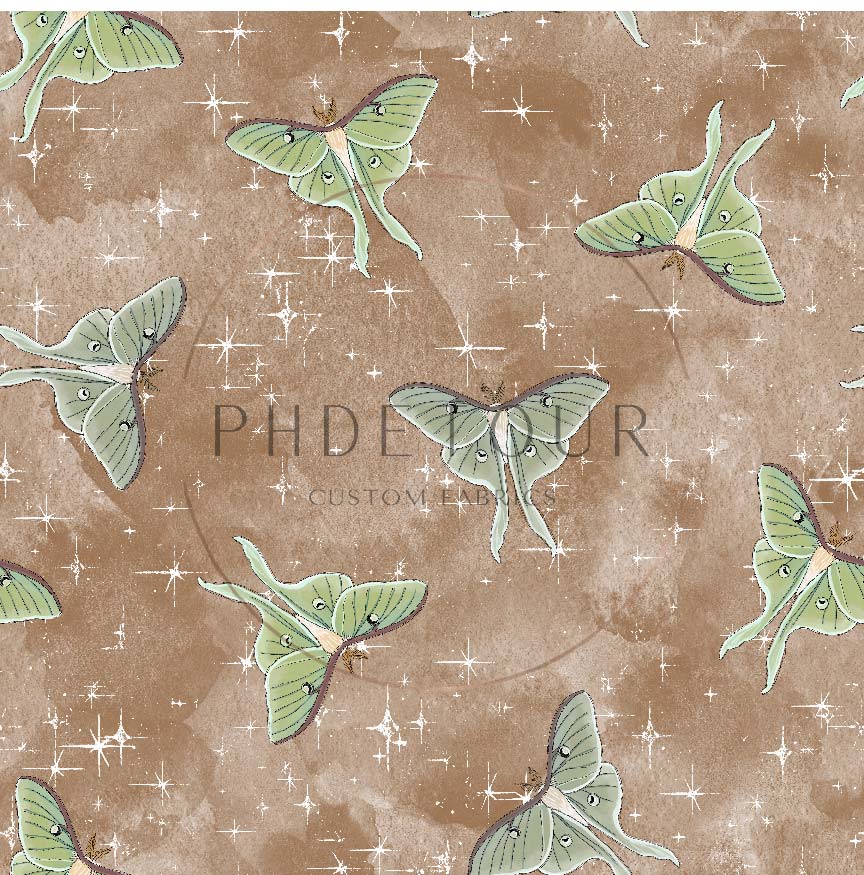 PREORDER - Luna Moths on Watercolor Caramel - 1119 - Choose Your Base