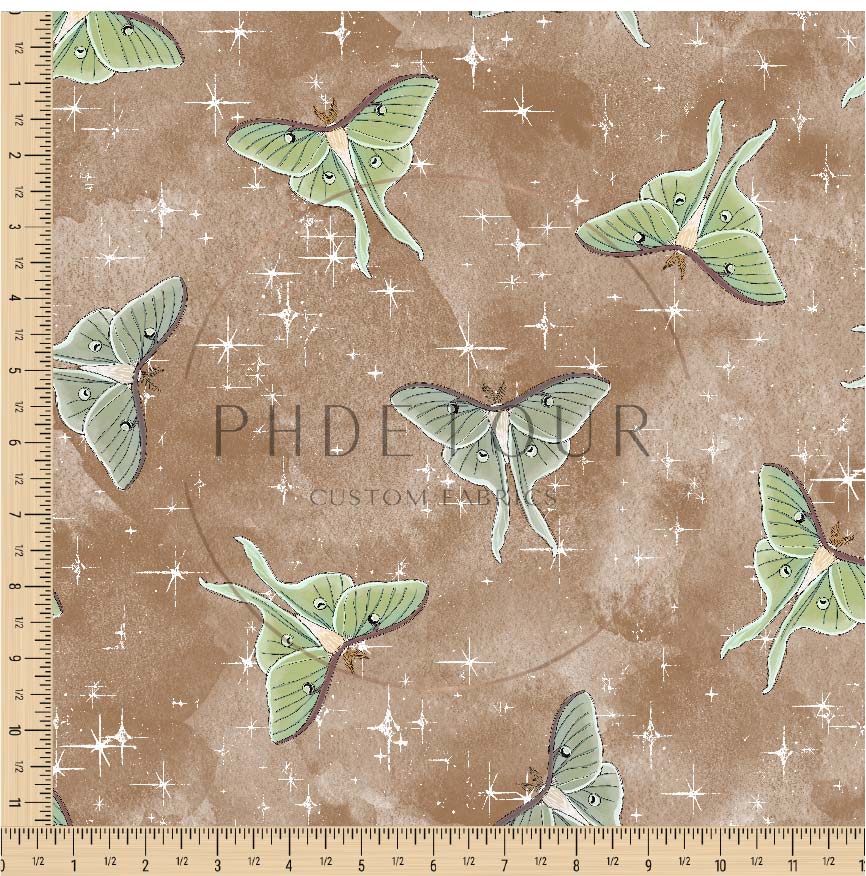 PREORDER - Luna Moths on Watercolor Caramel - 1119 - Choose Your Base