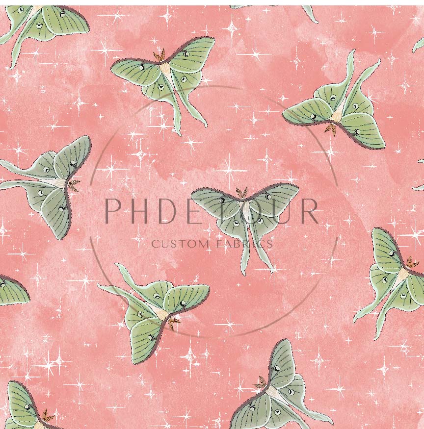 PREORDER - Luna Moths on Watercolor Coral - 1121 - Choose Your Base