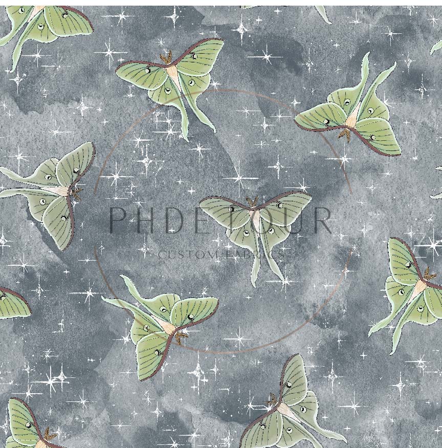 PREORDER - Luna Moths on Watercolor Mineral - 1124 - Choose Your Base