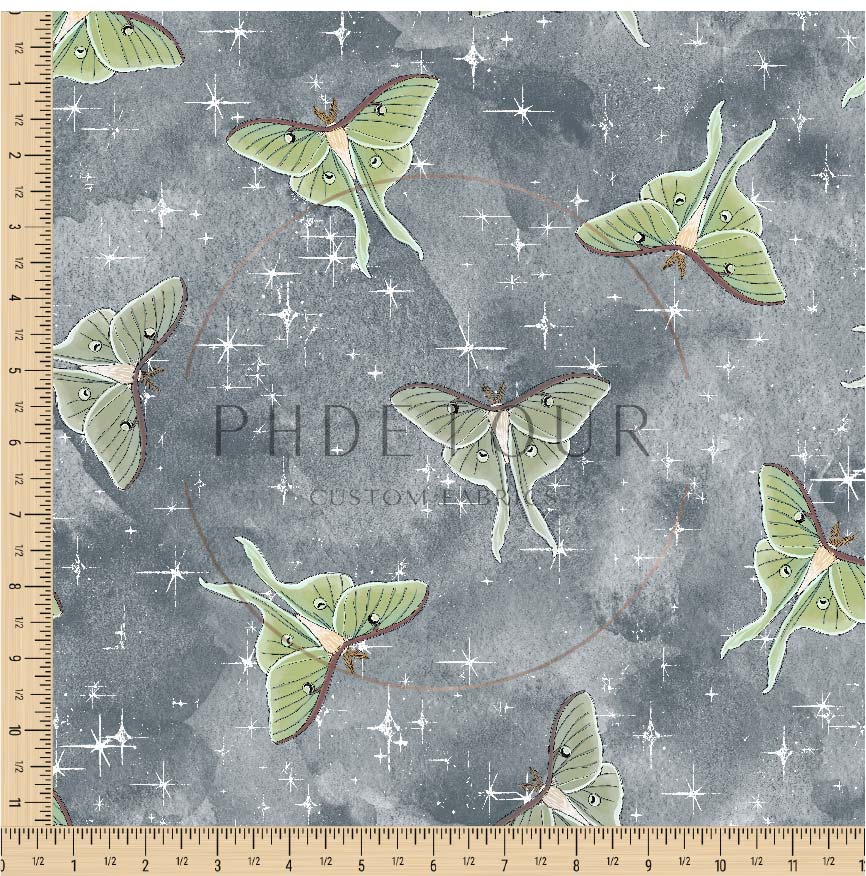 PREORDER - Luna Moths on Watercolor Mineral - 1124 - Choose Your Base