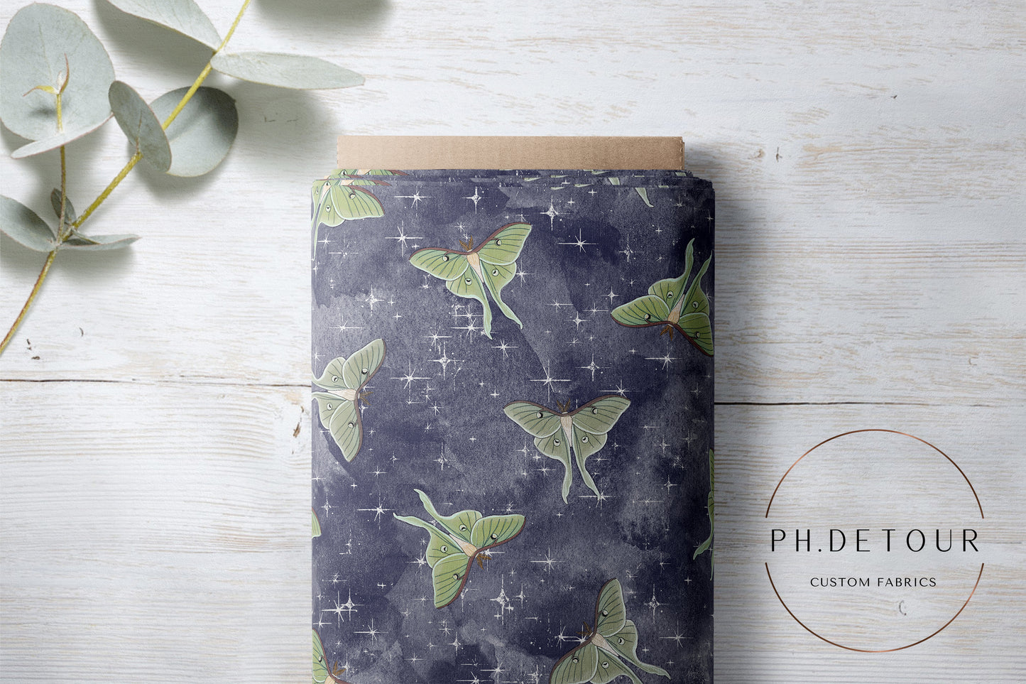 PREORDER - Luna Moths on Watercolor Navy - 1126 - Choose Your Base