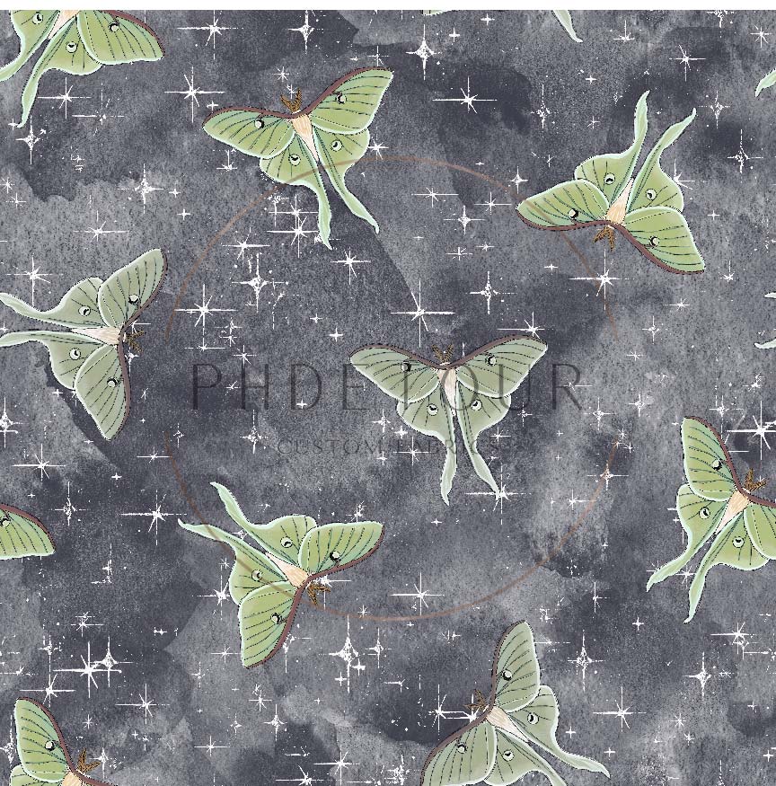 PREORDER - Luna Moths on Watercolor Slate - 1128 - Choose Your Base
