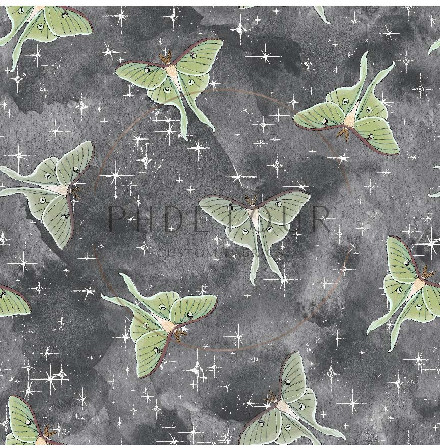 PREORDER - Luna Moths on Watercolor Space - 1129 - Choose Your Base