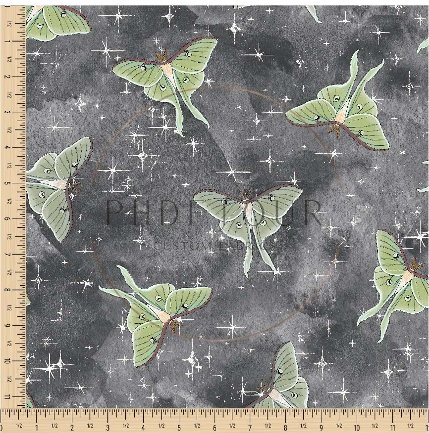 PREORDER - Luna Moths on Watercolor Space - 1129 - Choose Your Base