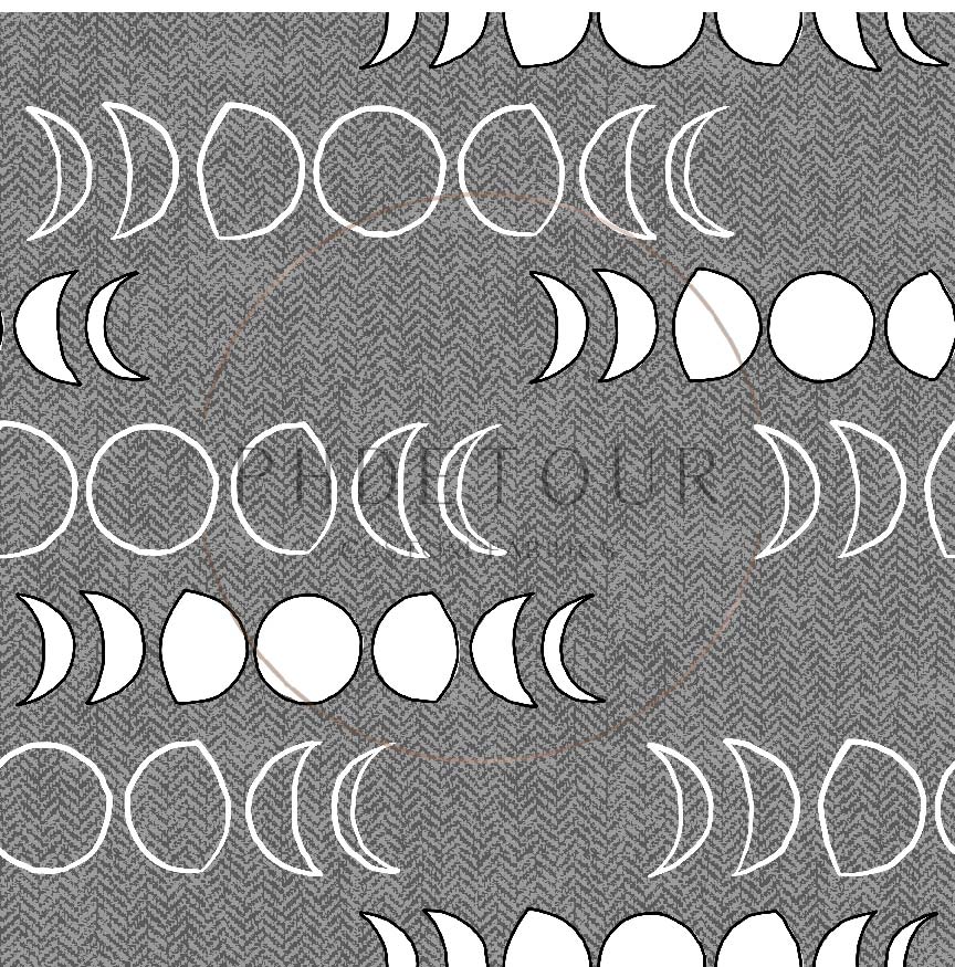 PREORDER - Moons on Herringbone Texture Charcoal - 1237 - Choose Your Base
