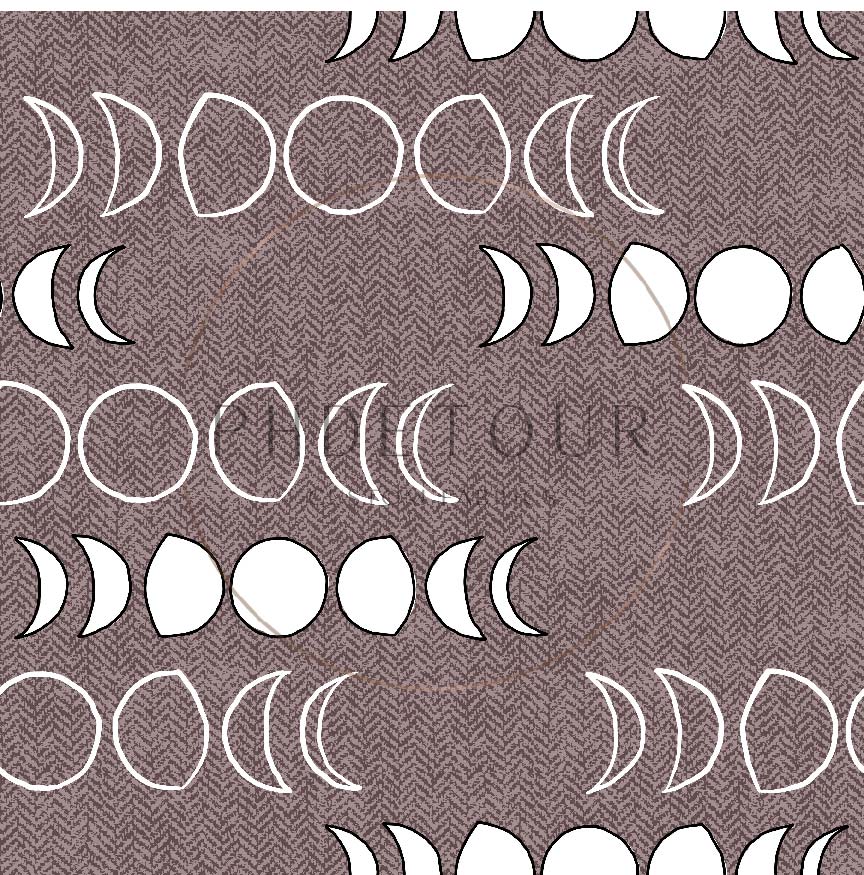 PREORDER - Moons on Herringbone Texture Raisin - 1253 - Choose Your Base