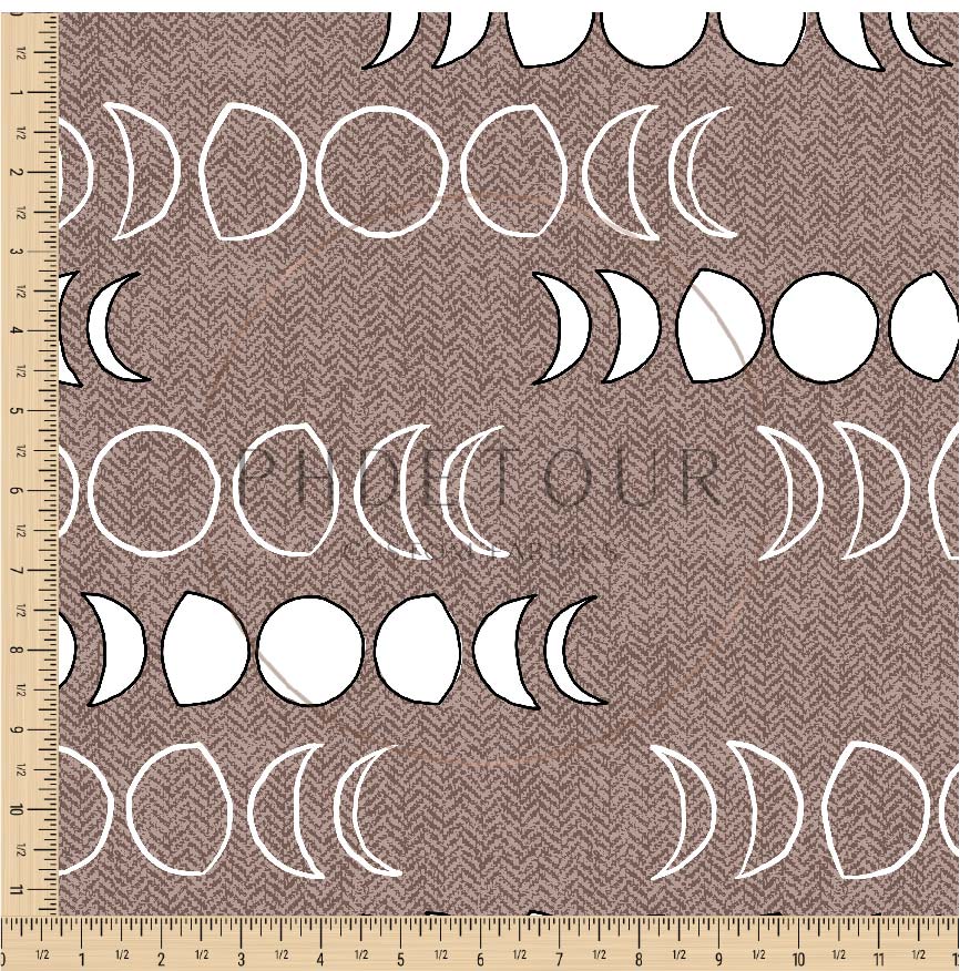 PREORDER - Moons on Herringbone Texture Taupe - 1260 - Choose Your Base