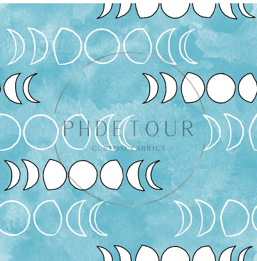PREORDER - Moons on Watercolor Aqua - 1287 - Choose Your Base