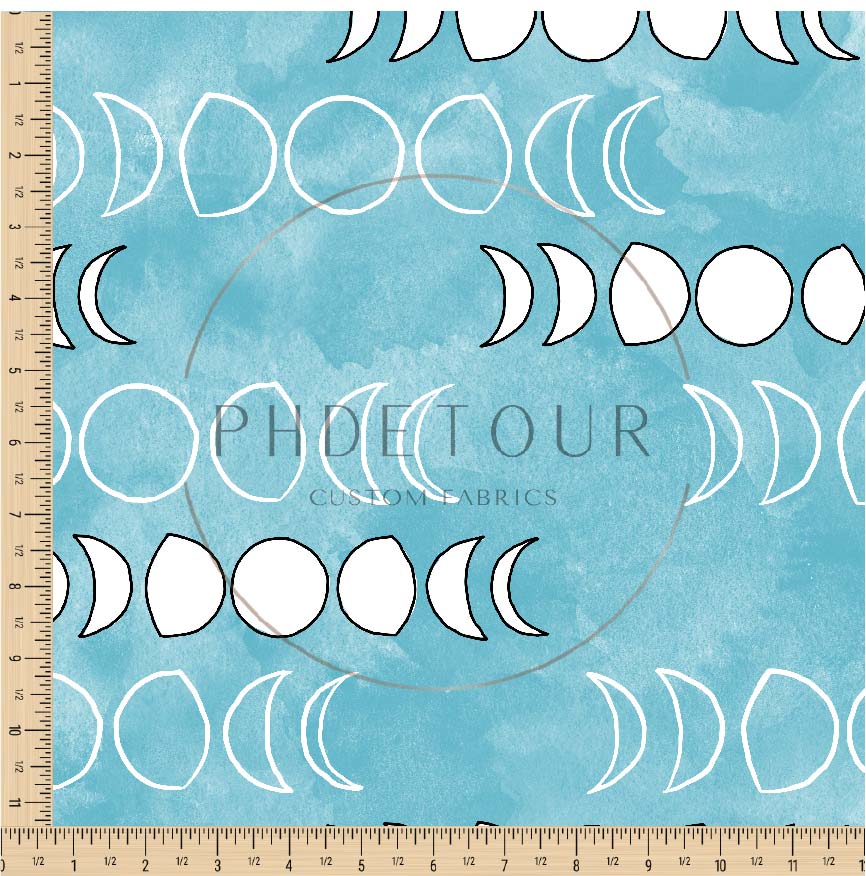 PREORDER - Moons on Watercolor Aqua - 1287 - Choose Your Base