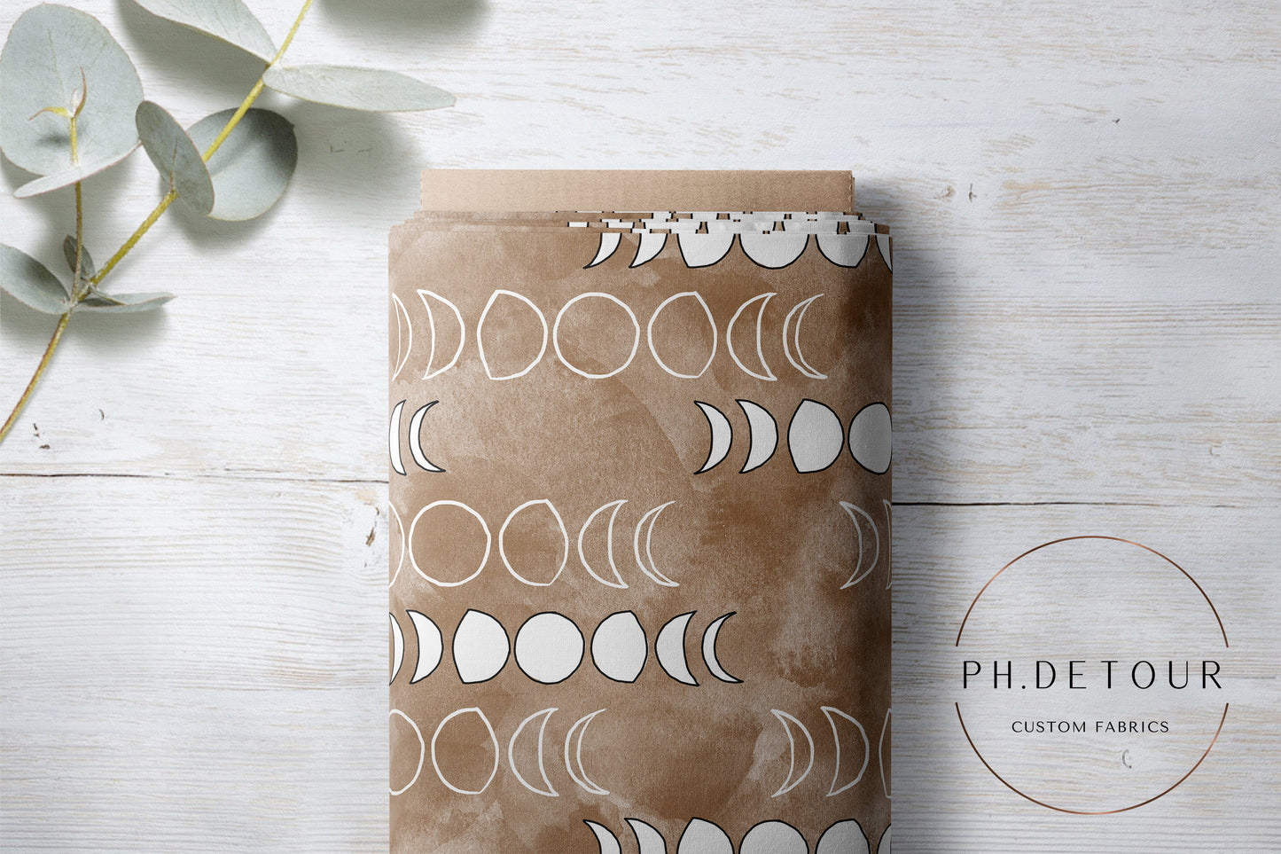 PREORDER - Moons on Watercolor Caramel - 1293 - Choose Your Base