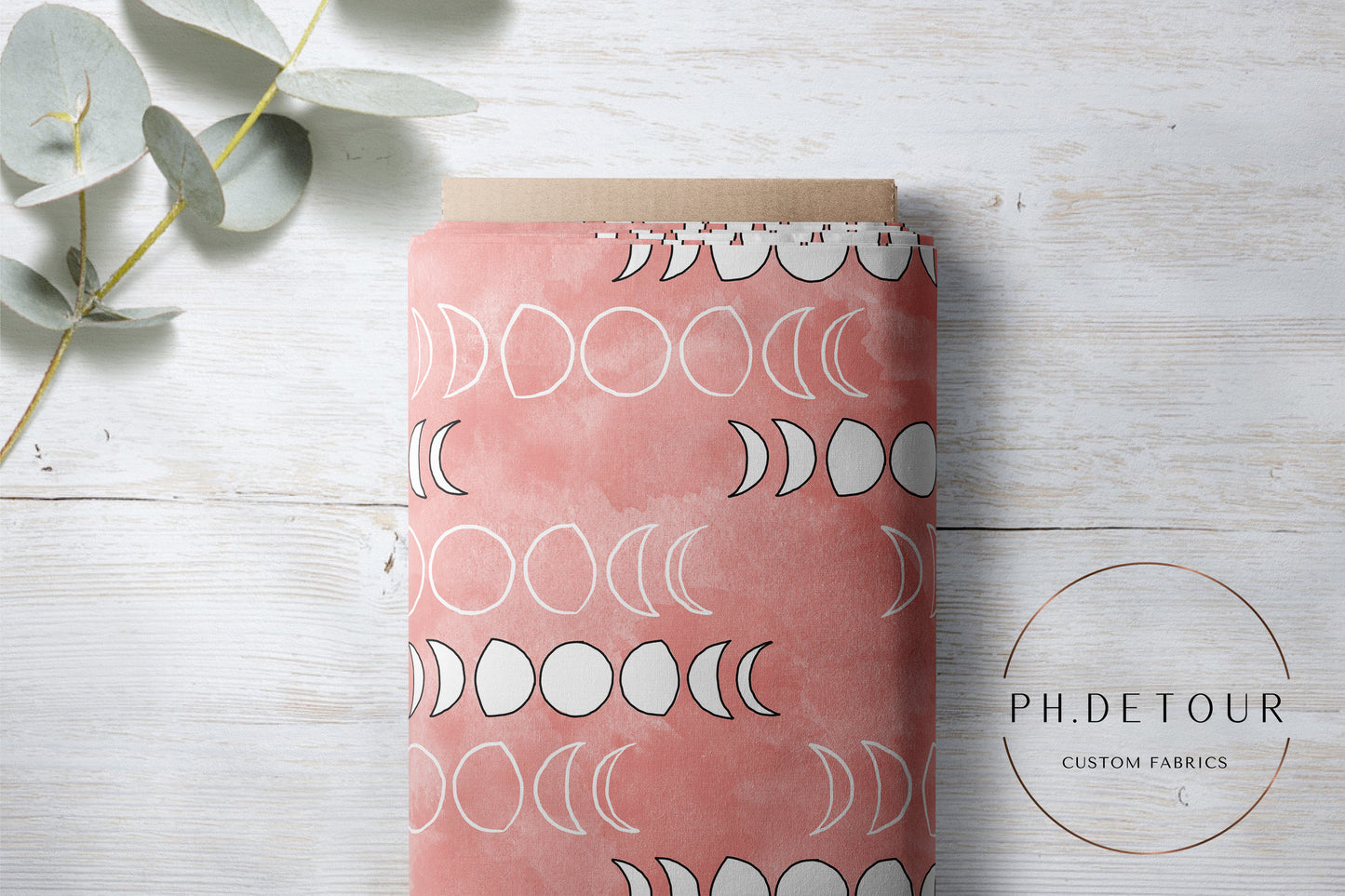 PREORDER - Moons on Watercolor Coral - 1296 - Choose Your Base