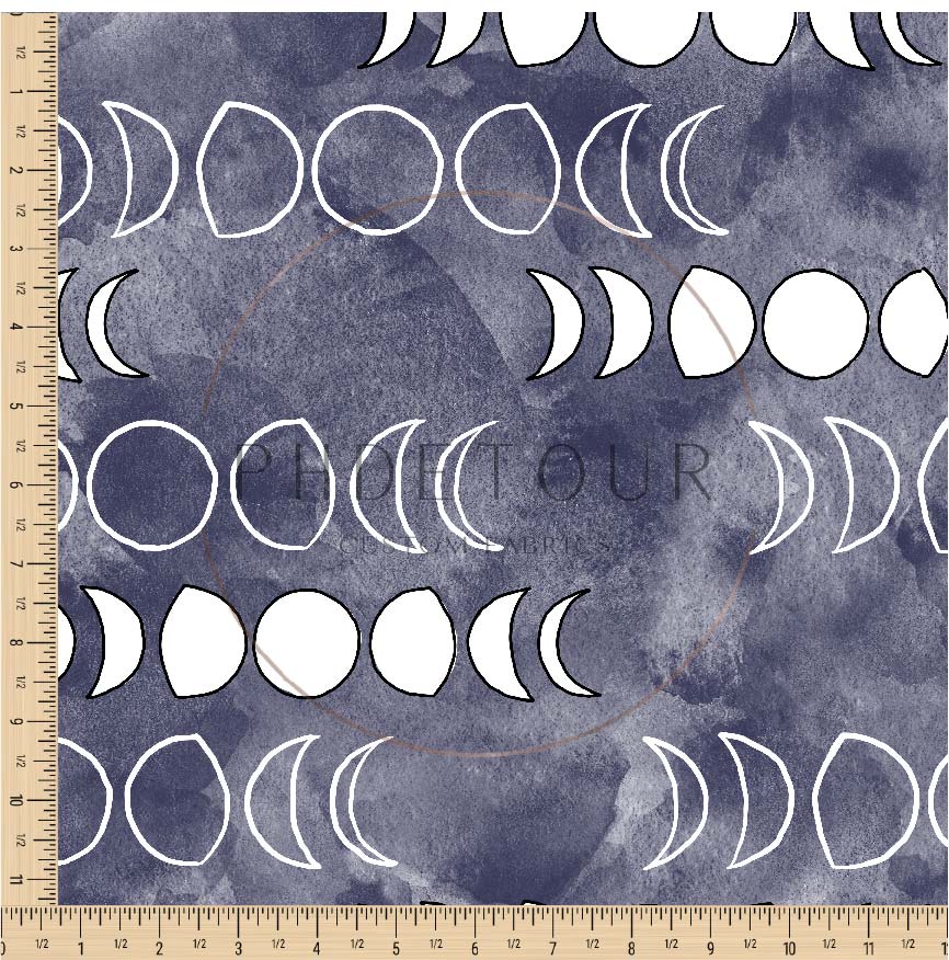 PREORDER - Moons on Watercolor Navy - 1305 - Choose Your Base