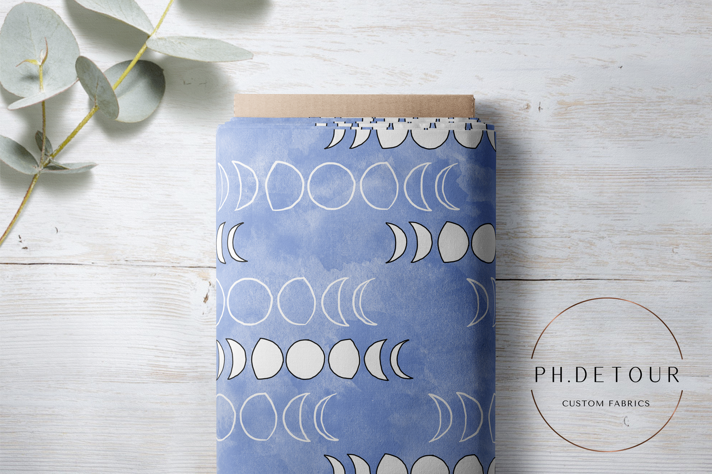 PREORDER - Moons on Watercolor Periwinkle - 1308 - Choose Your Base