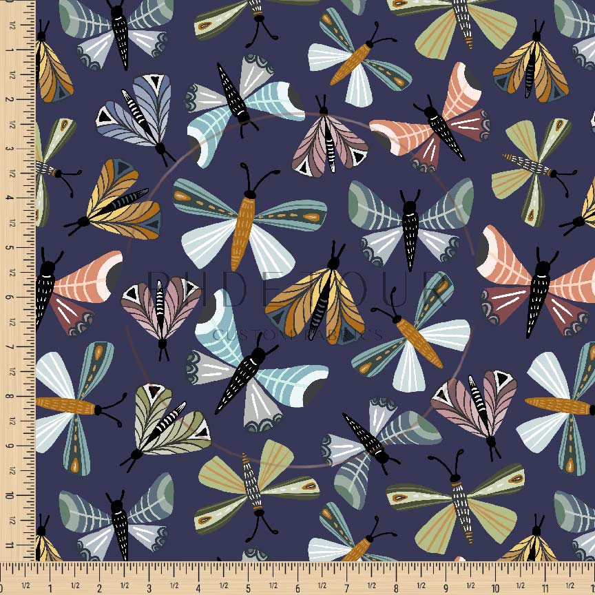 PREORDER - Moths on Navy - 1319 - Choose Your Base