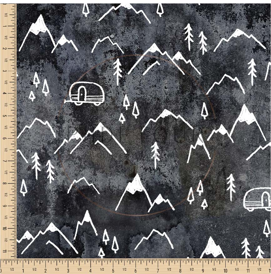 PREORDER - Mountains on Grunge Charcoal - 1357 - Choose Your Base