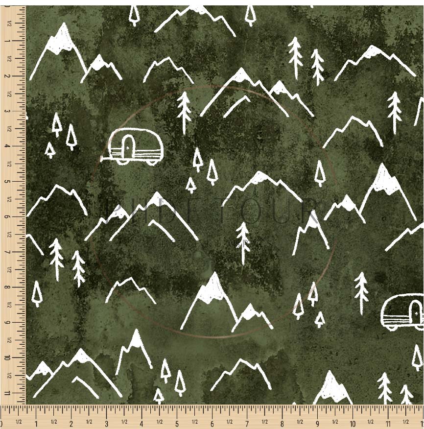 PREORDER - Mountains on Grunge Green - 1358 - Choose Your Base