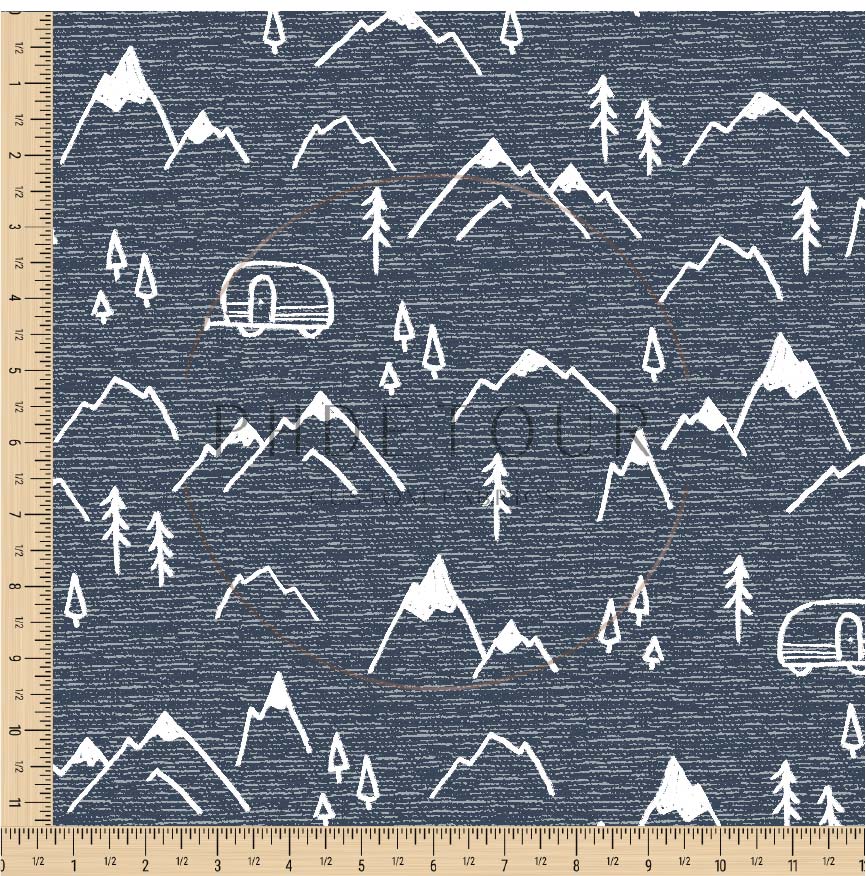 PREORDER - Mountains on Handwoven Texture Cadet - 1366 - Choose Your Base
