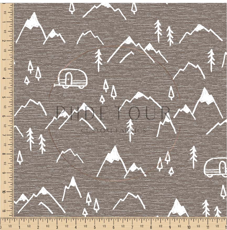 PREORDER - Mountains on Handwoven Texture Fossil - 1372 - Choose Your Base
