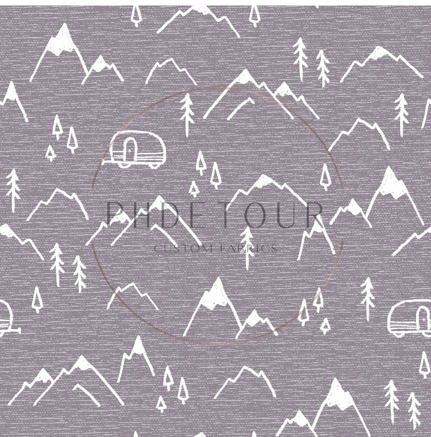 PREORDER - Mountains on Handwoven Texture Grey Violet - 1373 - Choose Your Base