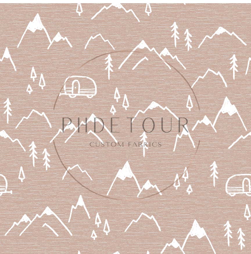 PREORDER - Mountains on Handwoven Texture Pale Peach - 1382 - Choose Your Base