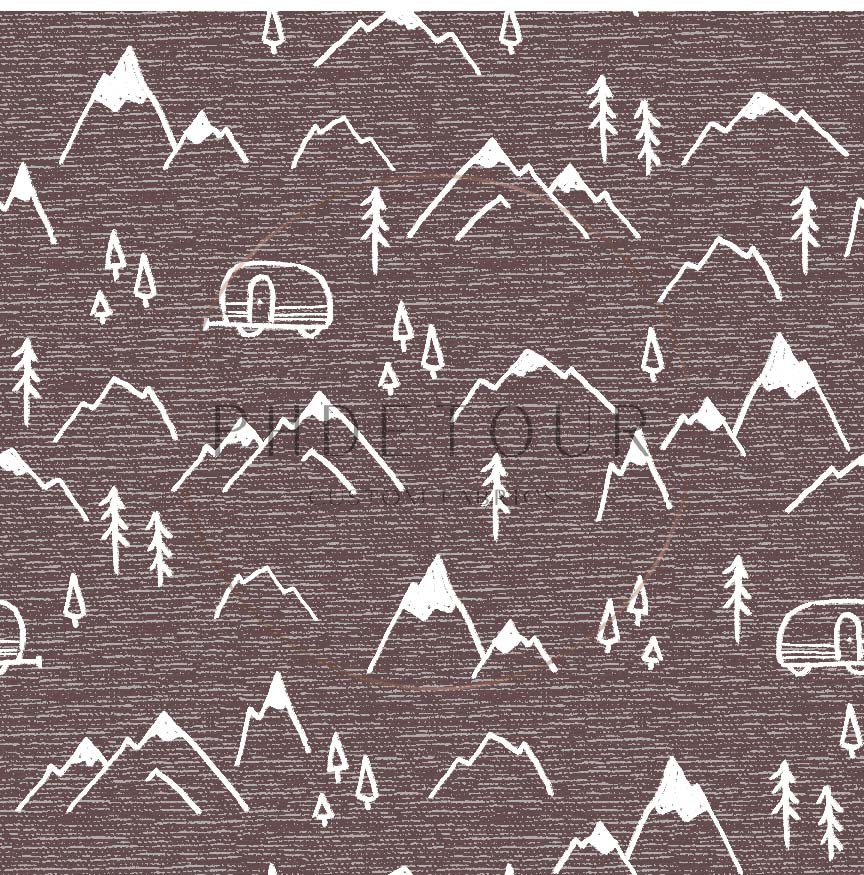 PREORDER - Mountains on Handwoven Texture Raisin - 1383 - Choose Your Base