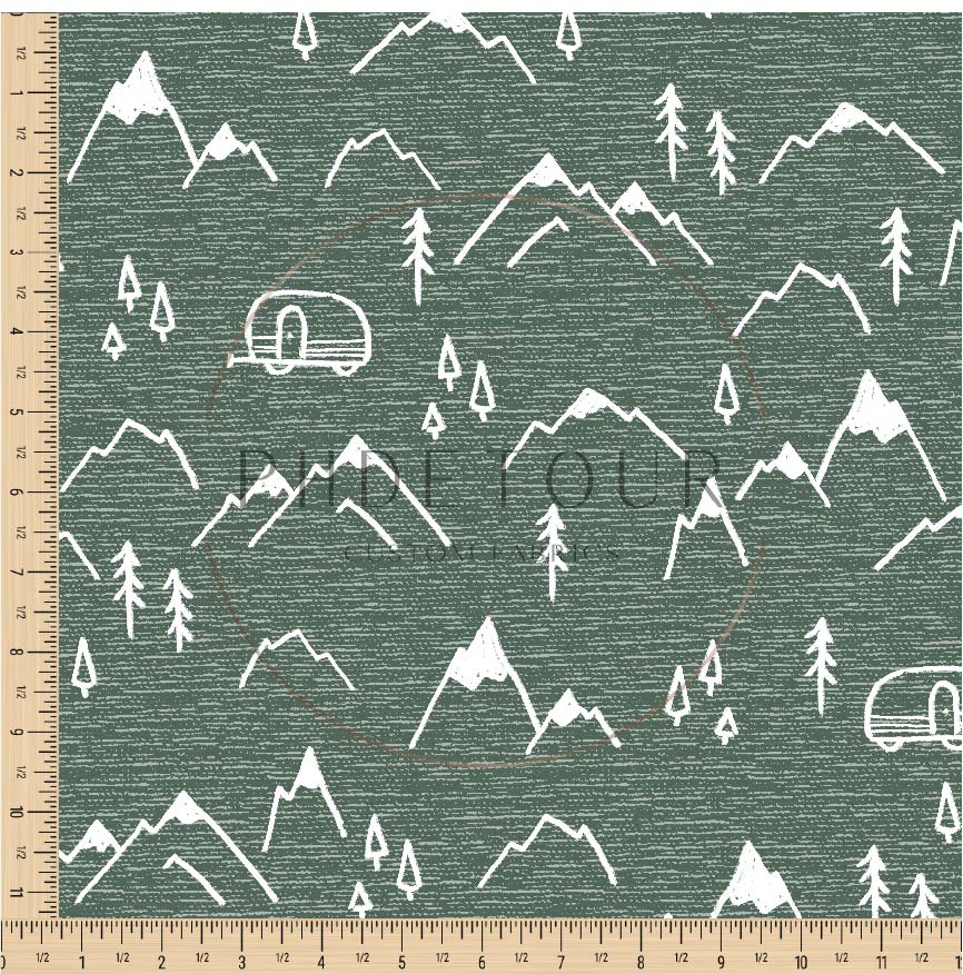 PREORDER - Mountains on Handwoven Texture Spruce - 1388 - Choose Your Base