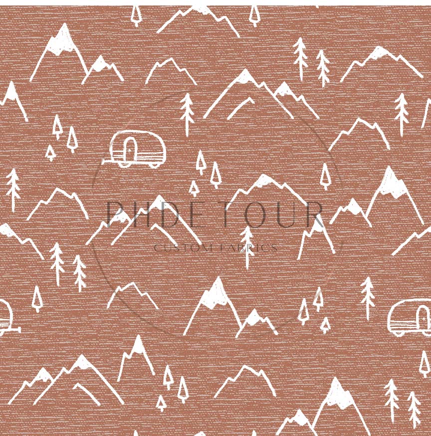 PREORDER - Mountains on Handwoven Texture Terra Cotta - 1391 - Choose Your Base