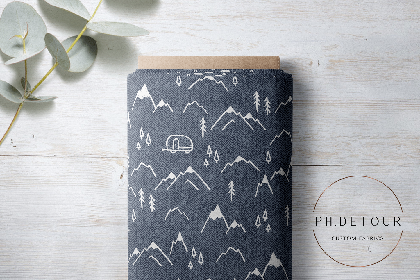 PREORDER - Mountains on Herringbone Texture Cadet - 1398 - Choose Your Base