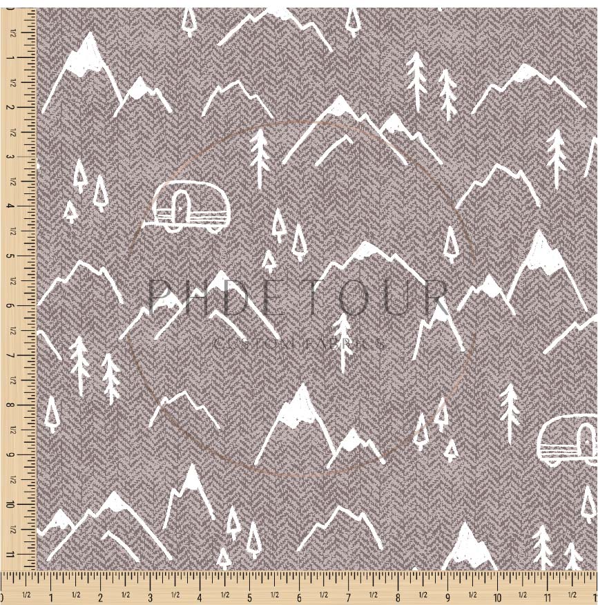 PREORDER - Mountains on Herringbone Texture Fossil - 1405 - Choose Your Base