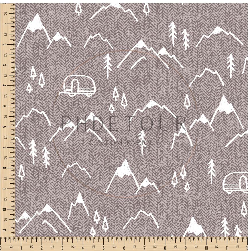 PREORDER - Mountains on Herringbone Texture Fossil - 1405 - Choose Your Base