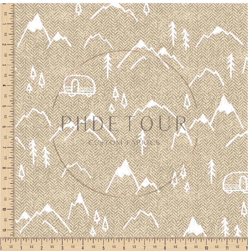 PREORDER - Mountains on Herringbone Texture Sand - 1417 - Choose Your Base