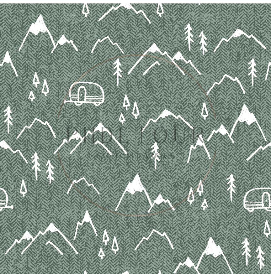 PREORDER - Mountains on Herringbone Texture Spruce - 1420 - Choose Your Base