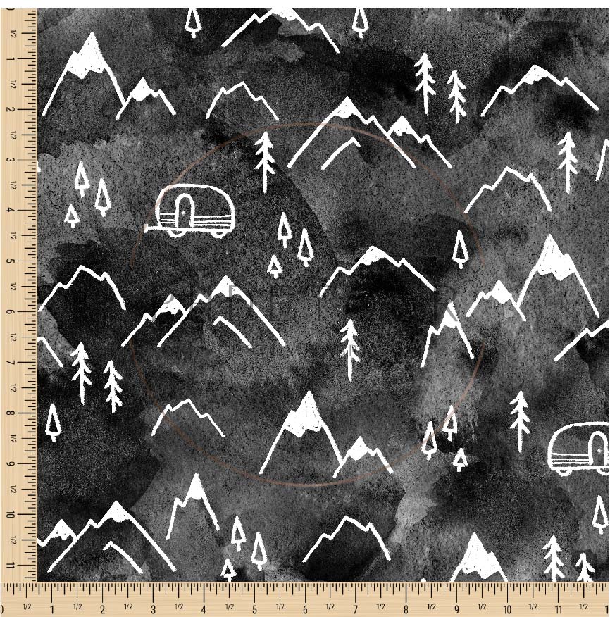 PREORDER - Mountains on Watercolor Black - 1452 - Choose Your Base