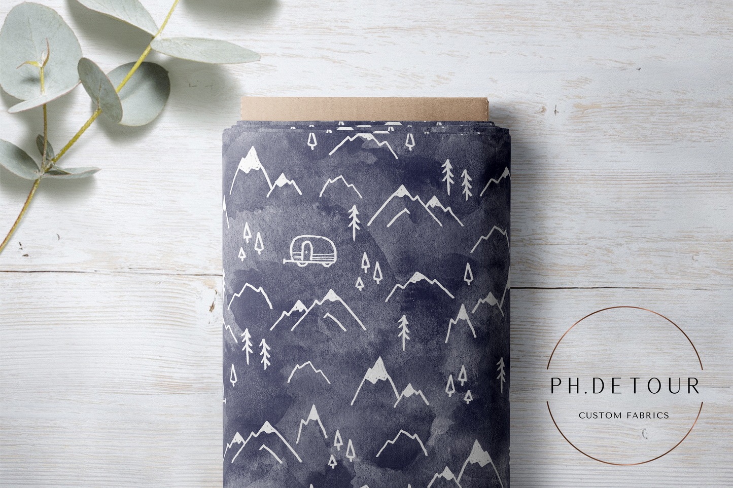 PREORDER - Mountains on Watercolor Navy - 1474 - Choose Your Base