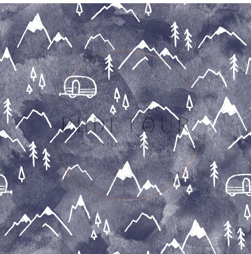 PREORDER - Mountains on Watercolor Navy - 1474 - Choose Your Base