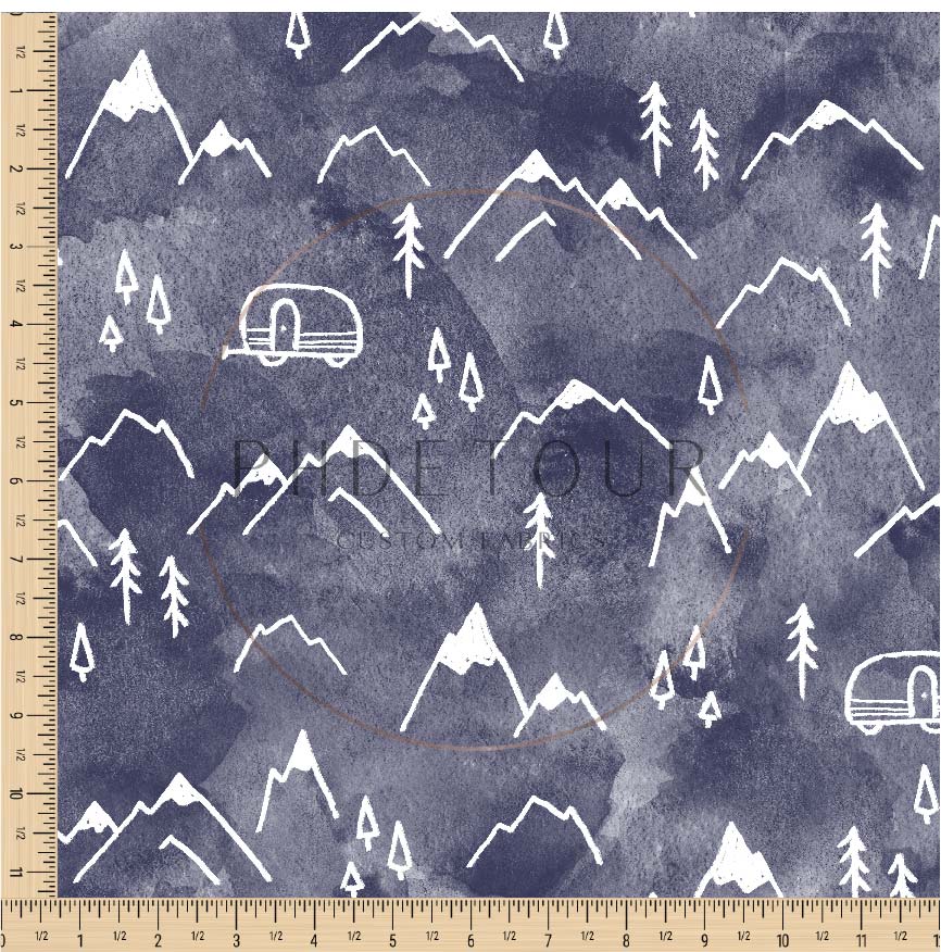 PREORDER - Mountains on Watercolor Navy - 1474 - Choose Your Base