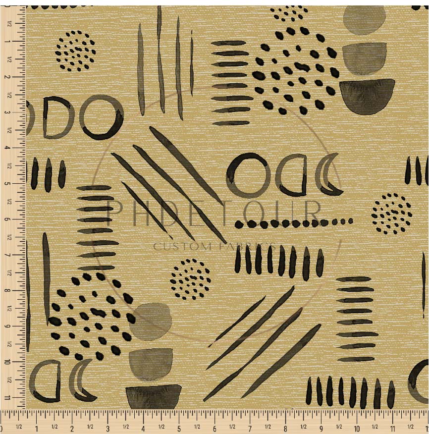 PREORDER - Neutral Abstract Black on Handwoven Texture Butter - 1533 - Choose Your Base