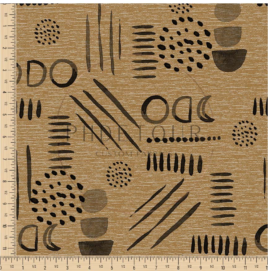 PREORDER - Neutral Abstract Black on Handwoven Texture Caramel - 1534 - Choose Your Base