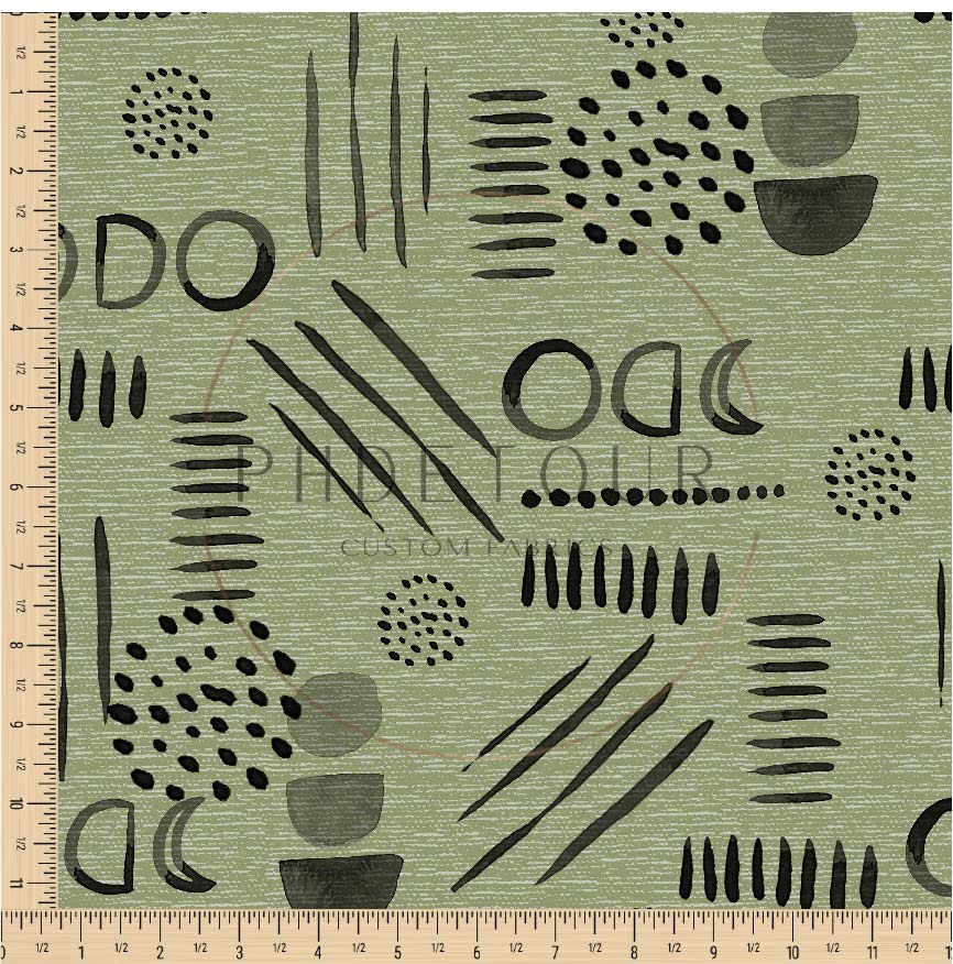 PREORDER - Neutral Abstract Black on Handwoven Texture Celery - 1535 - Choose Your Base