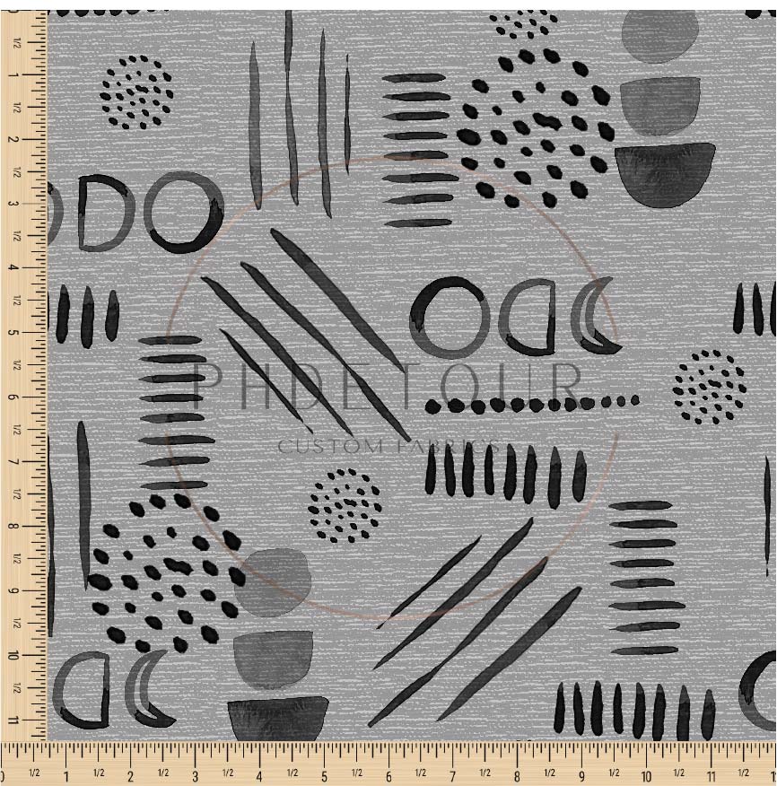 PREORDER - Neutral Abstract Black on Handwoven Texture Cement - 1536 - Choose Your Base