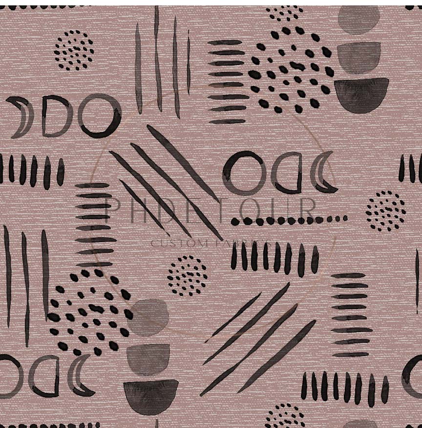 PREORDER - Neutral Abstract Black on Handwoven Texture Dusty Rose - 1537 - Choose Your Base