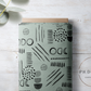 PREORDER - Neutral Abstract Black on Handwoven Texture Mint - 1540 - Choose Your Base